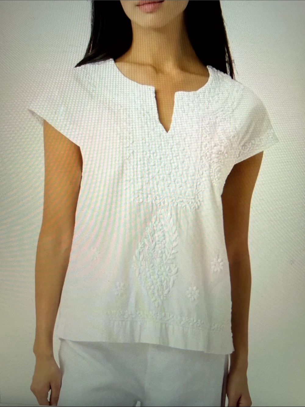 ROLLER RABBIT “FAITH” White Embroidered Top Size Small